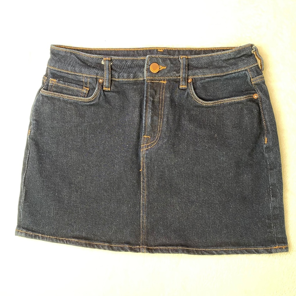 NWOT *ALL SAINTS* Dark Wash Blue Denim Ace Mini Skirt Size 6